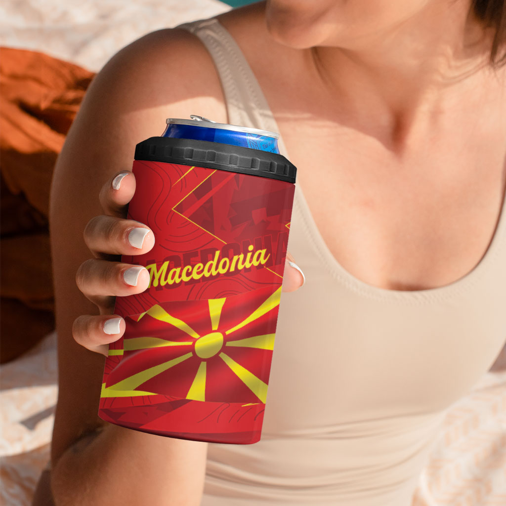 Personalised Macedonia 4 in 1 Can Cooler Tumbler Flag Color Inspired