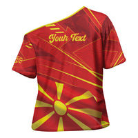 Personalised Macedonia Cross Shoulder Shirt Flag Color Inspired