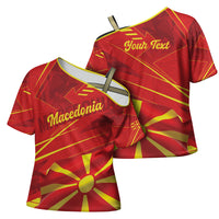 Personalised Macedonia Cross Shoulder Shirt Flag Color Inspired