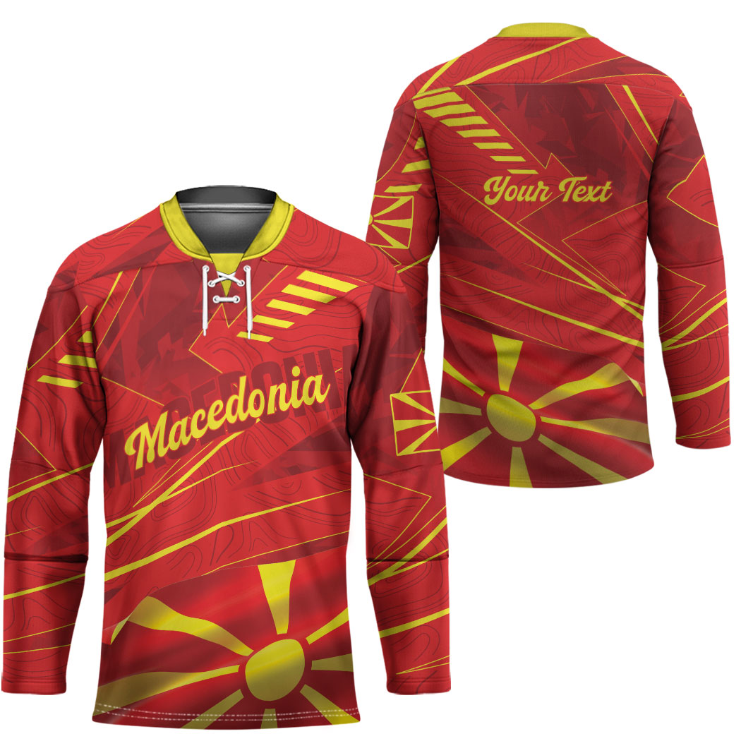 Personalised Macedonia Hockey Jersey Flag Color Inspired