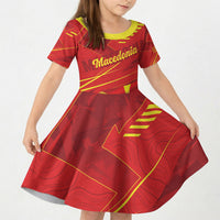 Personalised Macedonia Kid Short Sleeve Dress Flag Color Inspired