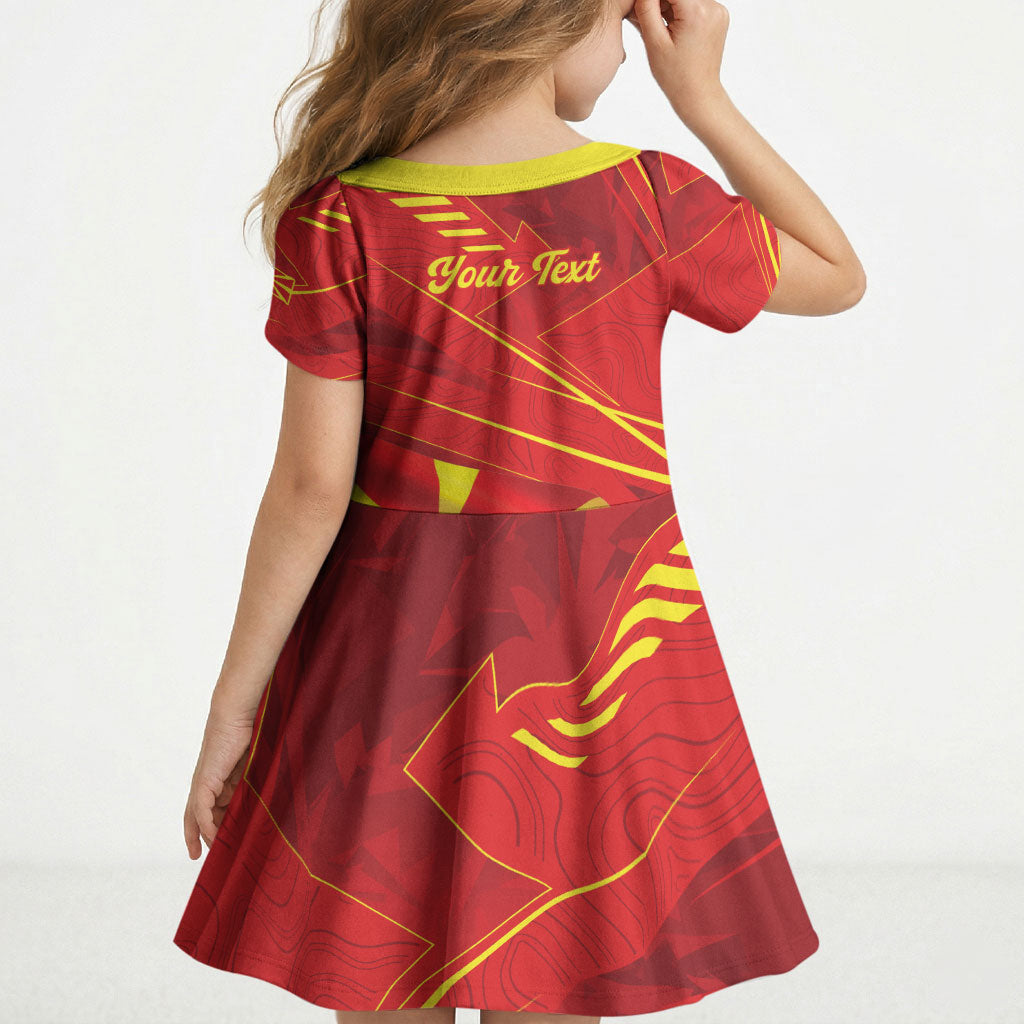 Personalised Macedonia Kid Short Sleeve Dress Flag Color Inspired