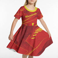 Personalised Macedonia Kid Short Sleeve Dress Flag Color Inspired
