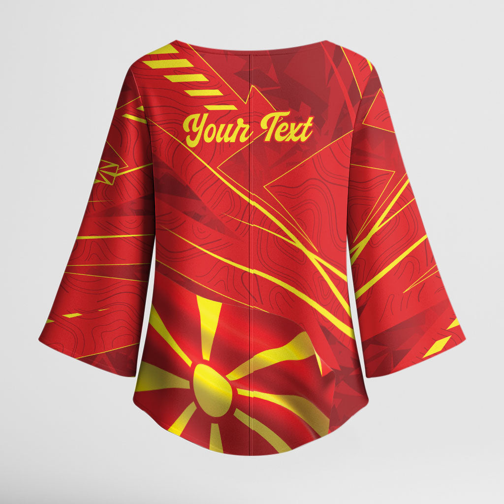 Personalised Macedonia Kimono Sleeve Blouse Flag Color Inspired