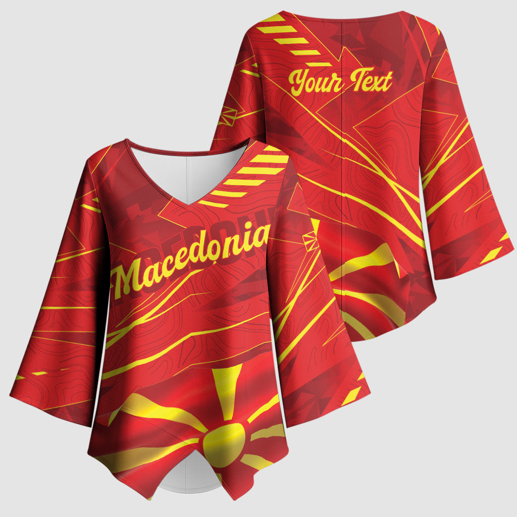 Personalised Macedonia Kimono Sleeve Blouse Flag Color Inspired
