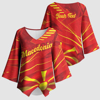Personalised Macedonia Kimono Sleeve Blouse Flag Color Inspired