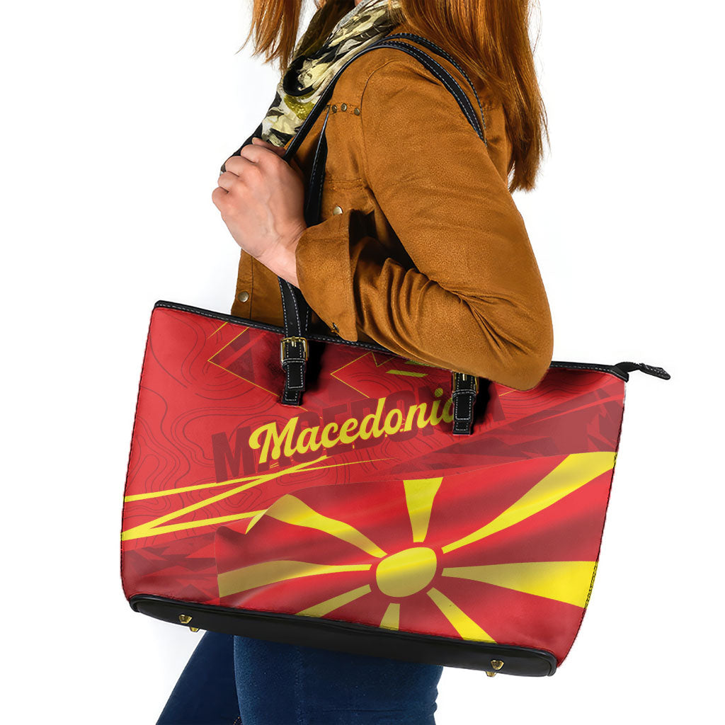 Macedonia Leather Tote Bag Flag Color Inspired