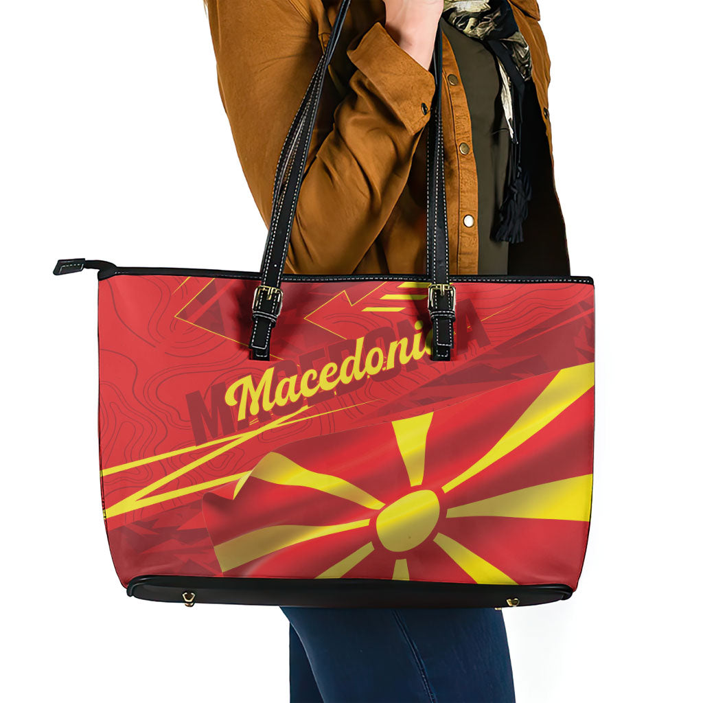 Macedonia Leather Tote Bag Flag Color Inspired