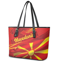 Macedonia Leather Tote Bag Flag Color Inspired