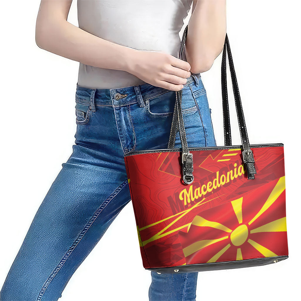 Macedonia Leather Tote Bag Flag Color Inspired