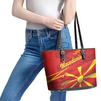 Macedonia Leather Tote Bag Flag Color Inspired