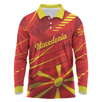 Personalised Macedonia Long Sleeve Polo Shirt Flag Color Inspired
