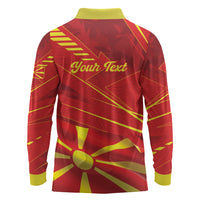 Personalised Macedonia Long Sleeve Polo Shirt Flag Color Inspired