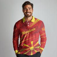 Personalised Macedonia Long Sleeve Polo Shirt Flag Color Inspired