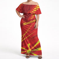 Personalised Macedonia Off Shoulder Maxi Dress Flag Color Inspired