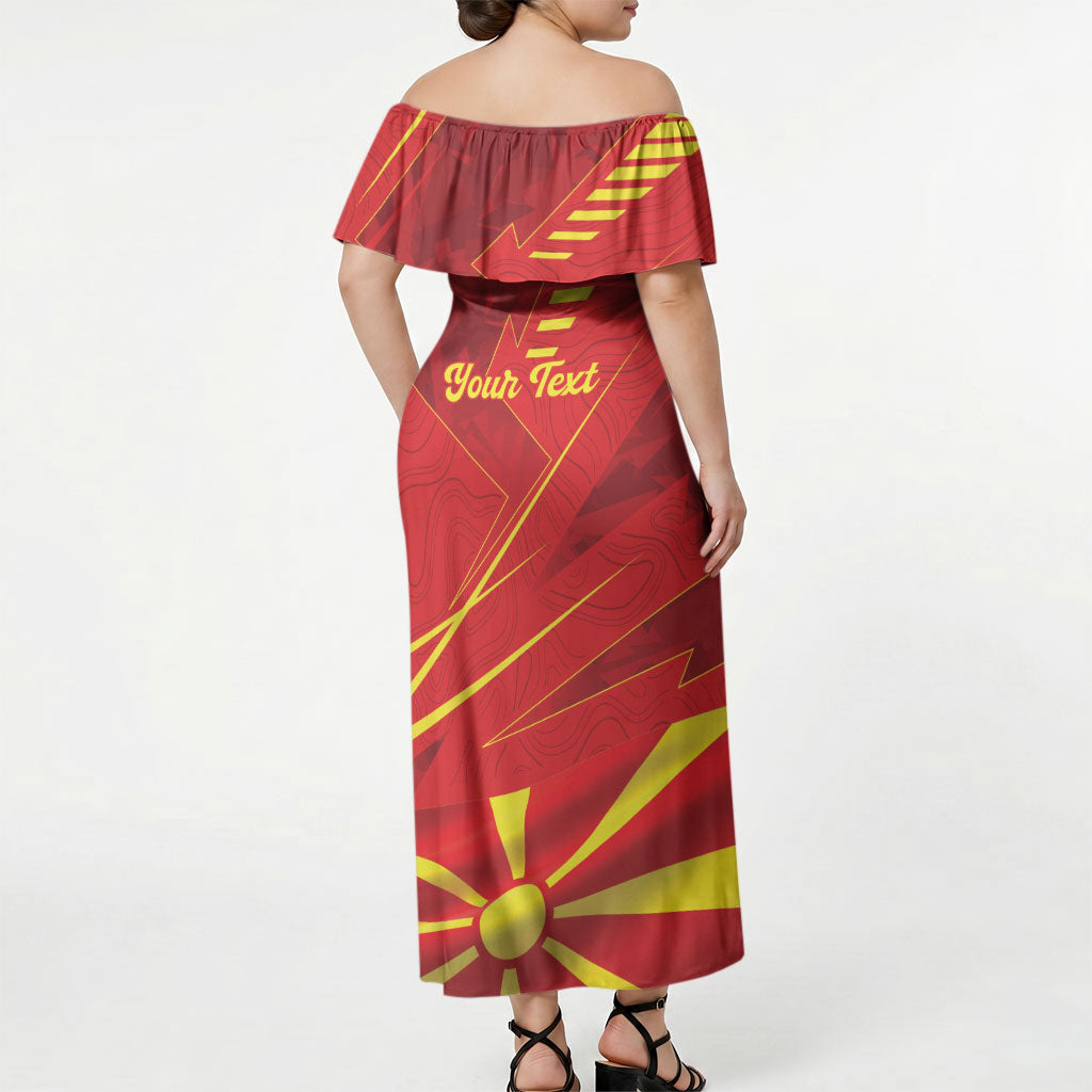 Personalised Macedonia Off Shoulder Maxi Dress Flag Color Inspired