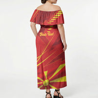 Personalised Macedonia Off Shoulder Maxi Dress Flag Color Inspired