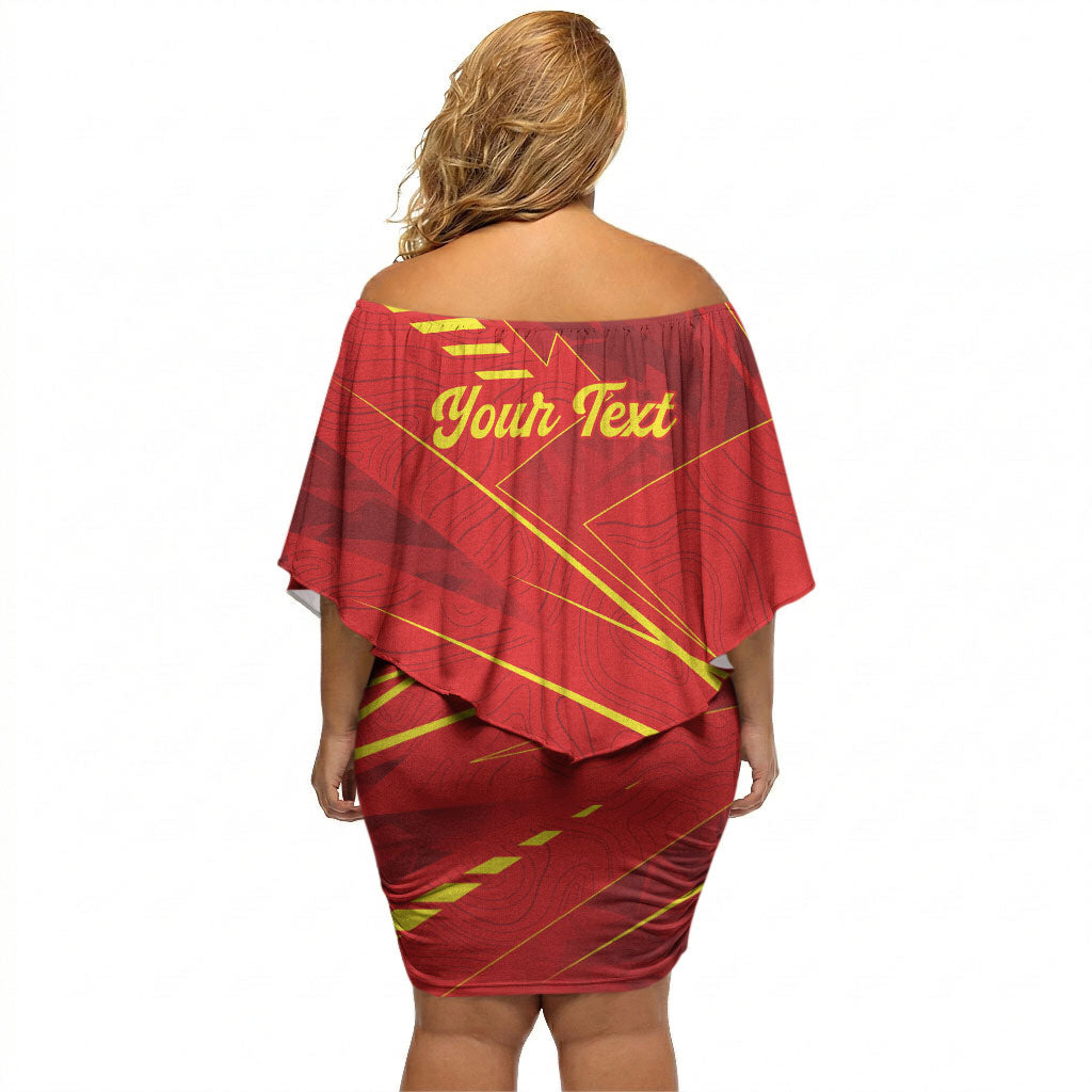 Personalised Macedonia Off Shoulder Short Dress Flag Color Inspired