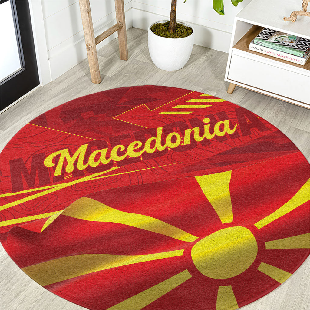 Macedonia Round Carpet Flag Color Inspired