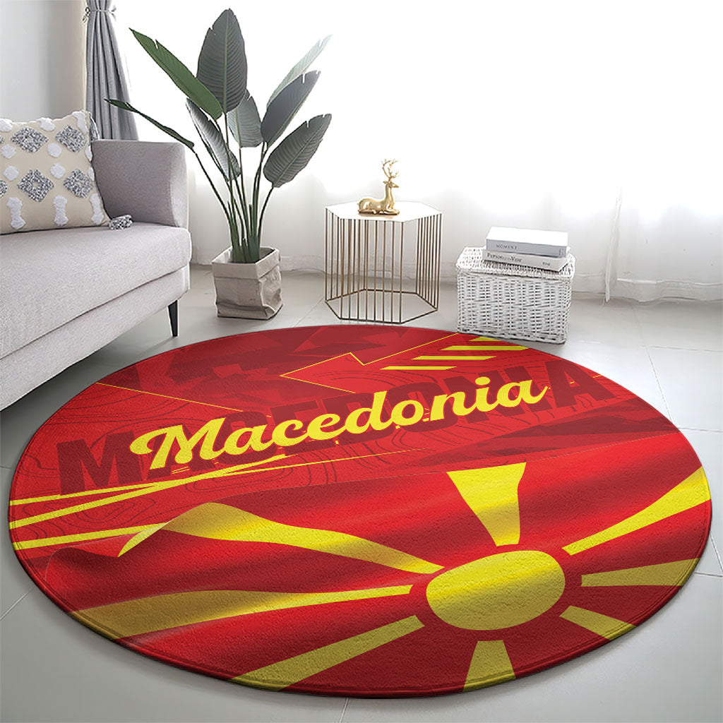 Macedonia Round Carpet Flag Color Inspired