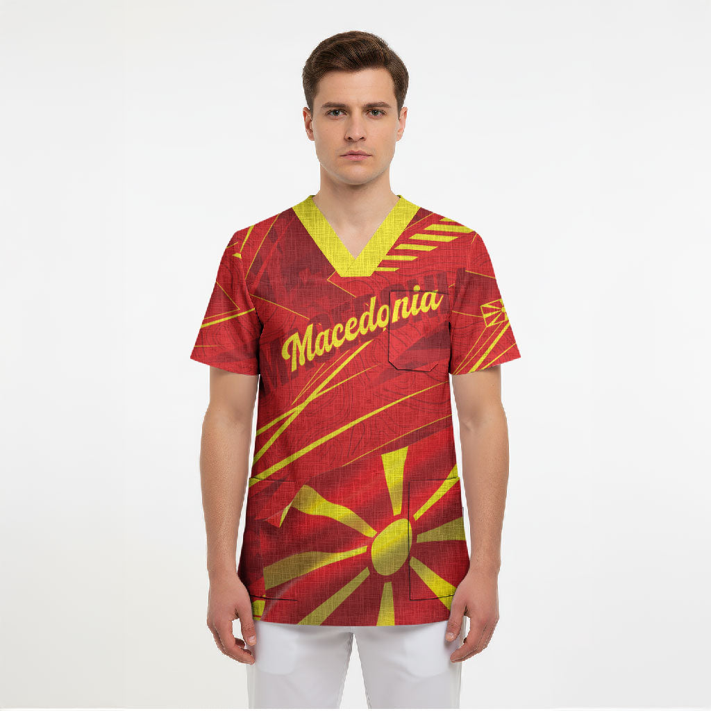 Personalised Macedonia Scrub Top Flag Color Inspired