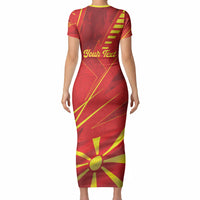 Personalised Macedonia Short Sleeve Bodycon Dress Flag Color Inspired