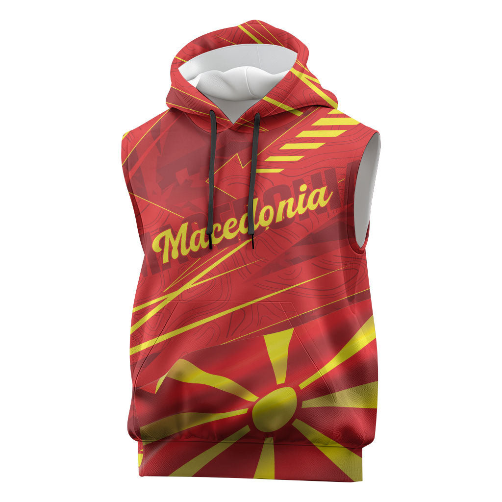 Personalised Macedonia Sleeveless Hoodie Flag Color Inspired