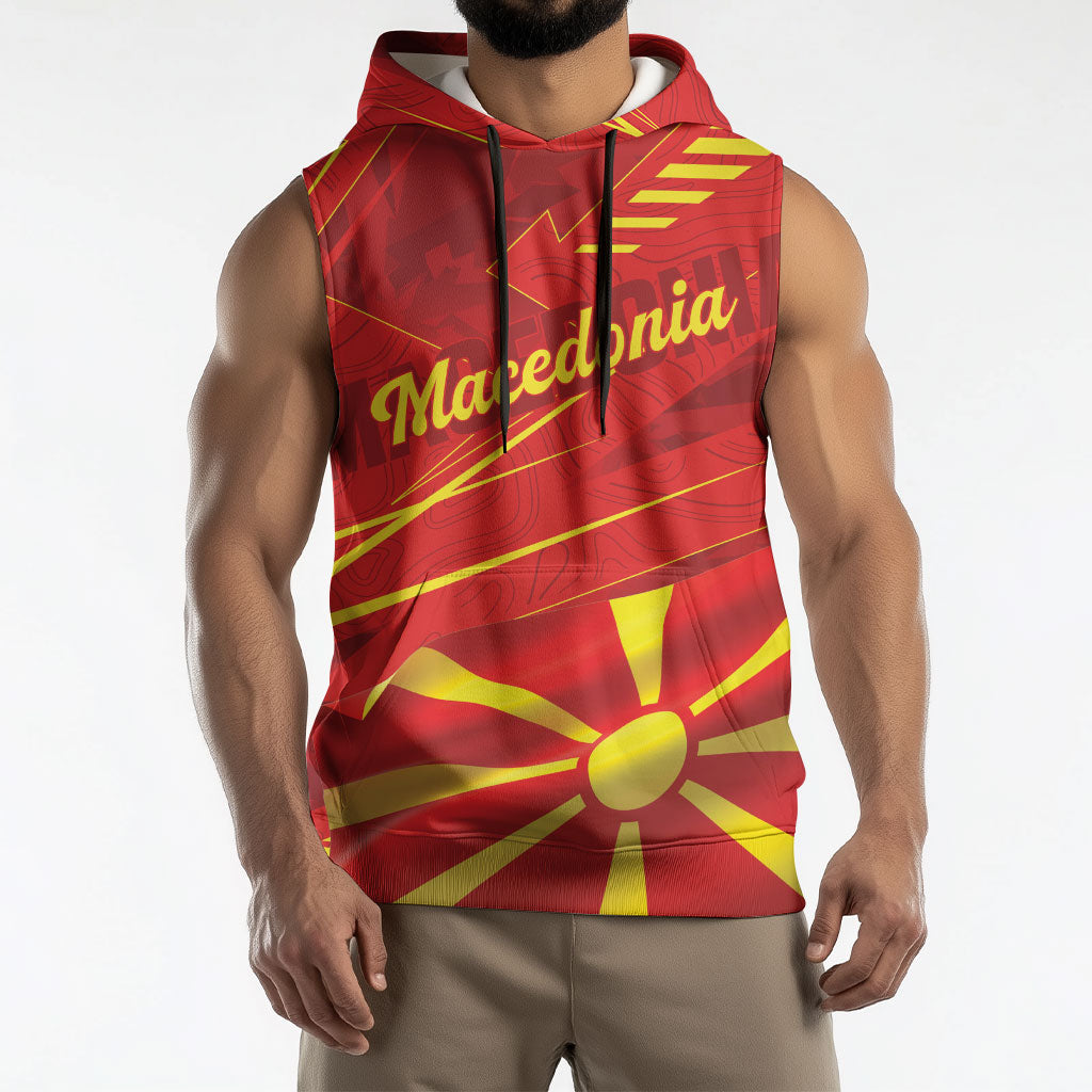 Personalised Macedonia Sleeveless Hoodie Flag Color Inspired