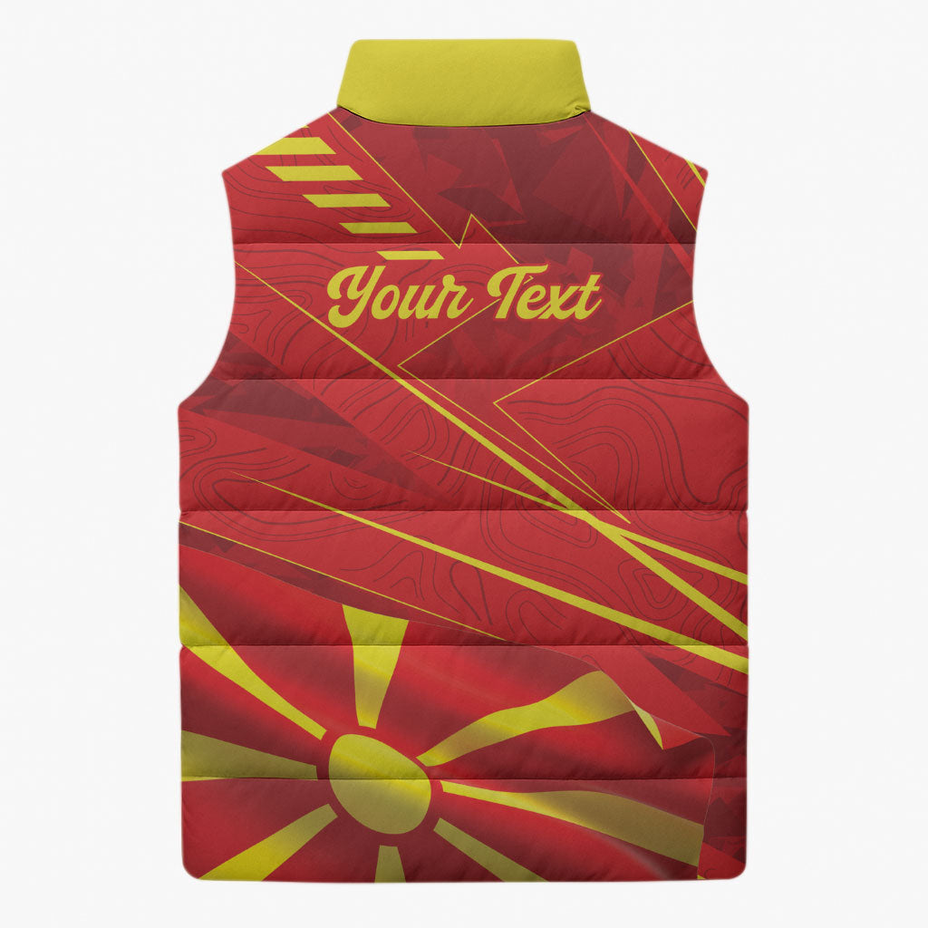 Personalised Macedonia Sleeveless Puffer Jacket Flag Color Inspired