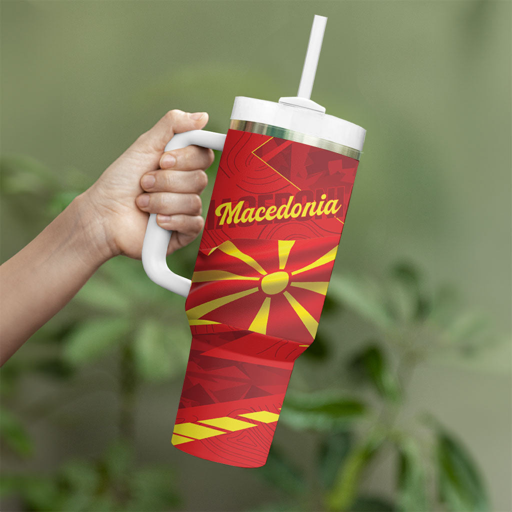 Personalised Macedonia Tumbler With Handle Flag Color Inspired