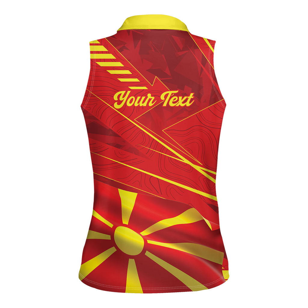 Personalised Macedonia Women Sleeveless Polo Shirt Flag Color Inspired