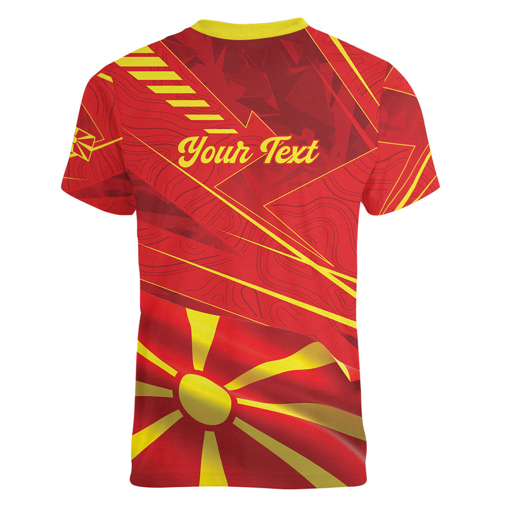 Personalised Macedonia Women V-Neck T-Shirt Flag Color Inspired