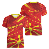 Personalised Macedonia Women V-Neck T-Shirt Flag Color Inspired