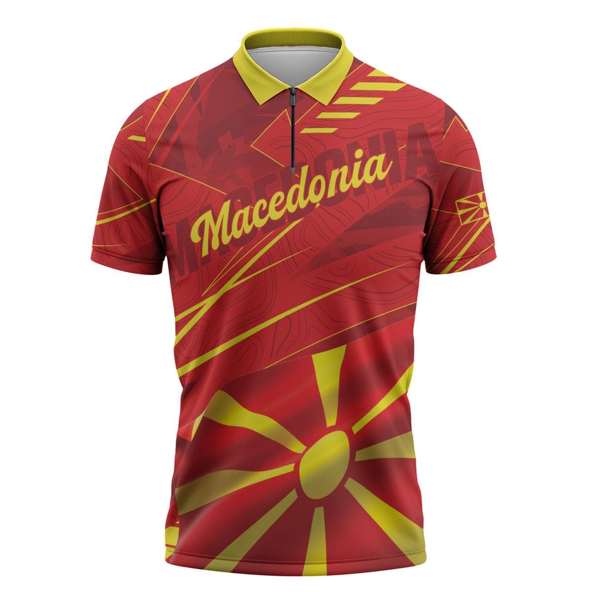 Personalised Macedonia Zipper Polo Shirt Flag Color Inspired