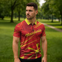 Personalised Macedonia Zipper Polo Shirt Flag Color Inspired