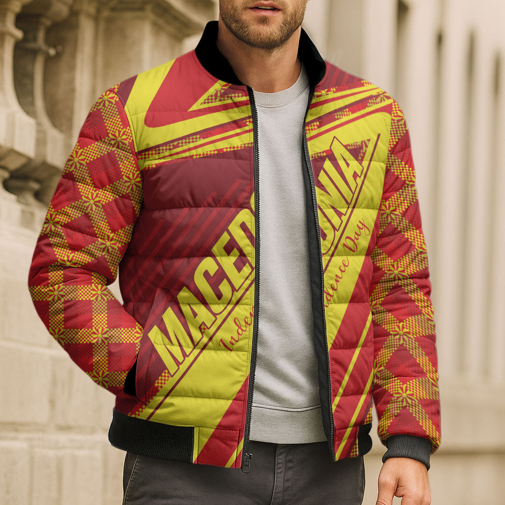 Personalised Macedonia Independence Day Bomber Puffer Jacket 8 September 1991