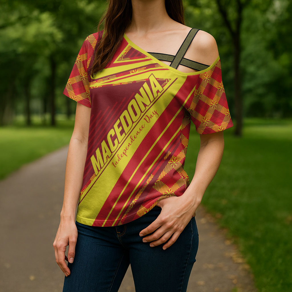 Personalised Macedonia Independence Day Cross Shoulder Shirt 8 September 1991