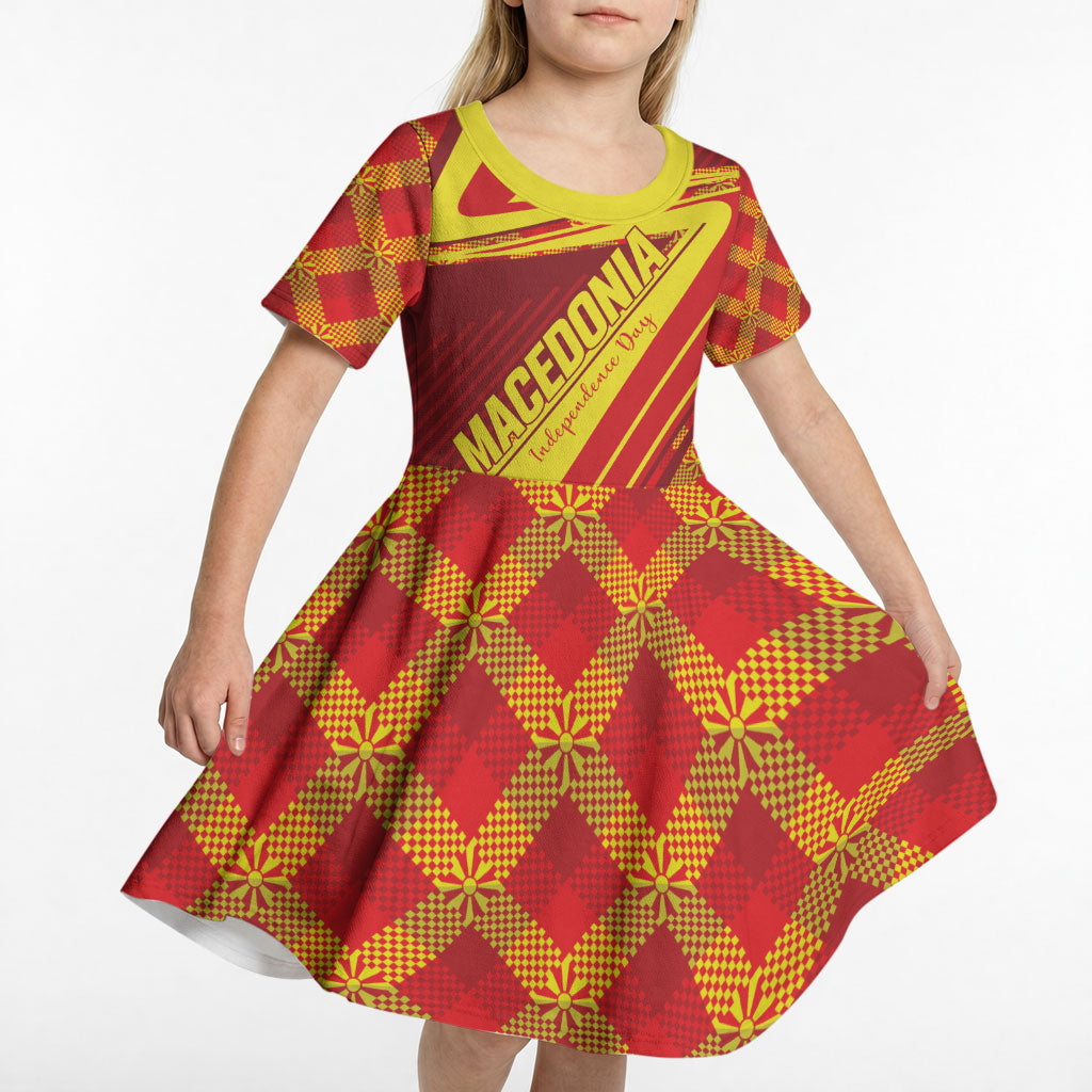 Personalised Macedonia Independence Day Kid Short Sleeve Dress 8 September 1991