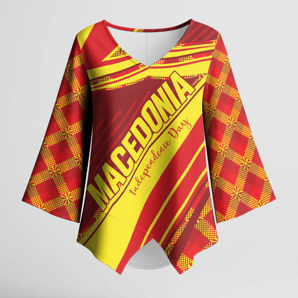 Personalised Macedonia Independence Day Kimono Sleeve Blouse 8 September 1991