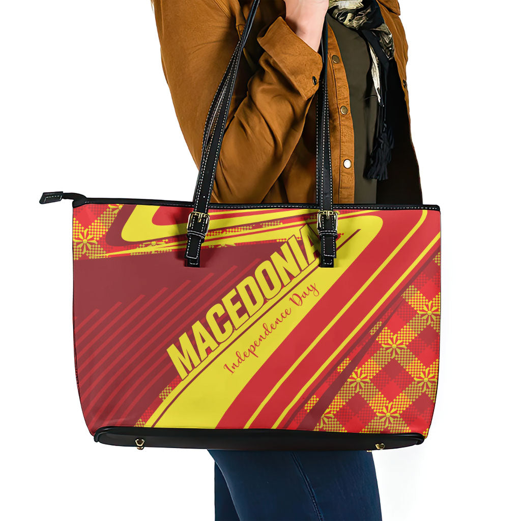 Macedonia Independence Day Leather Tote Bag 8 September 1991