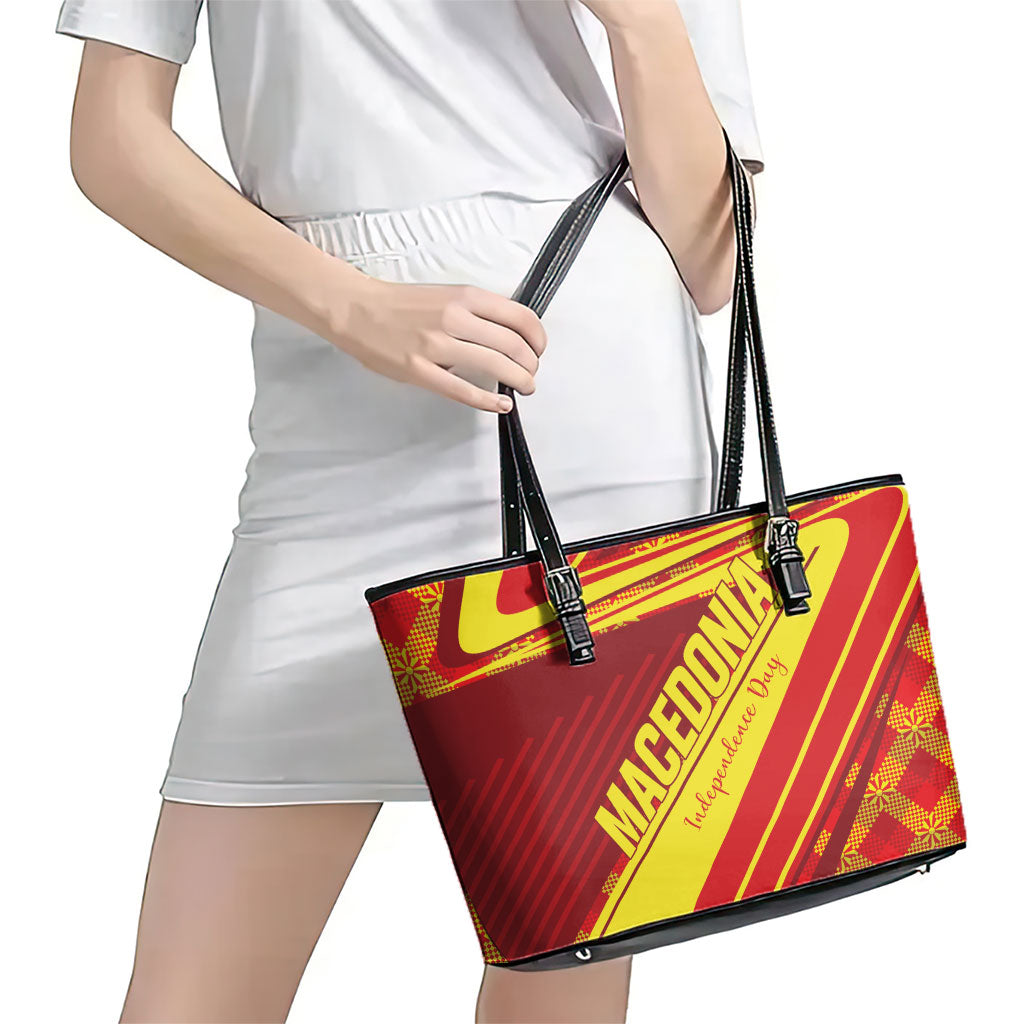 Macedonia Independence Day Leather Tote Bag 8 September 1991