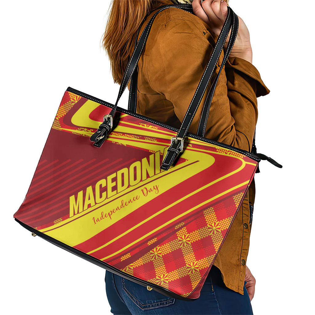 Macedonia Independence Day Leather Tote Bag 8 September 1991