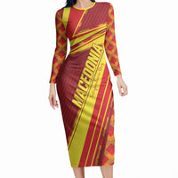 Personalised Macedonia Independence Day Long Sleeve Bodycon Dress 8 September 1991