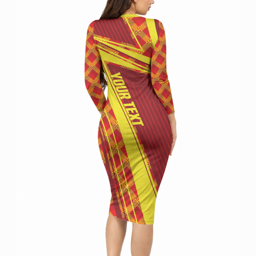 Personalised Macedonia Independence Day Long Sleeve Bodycon Dress 8 September 1991