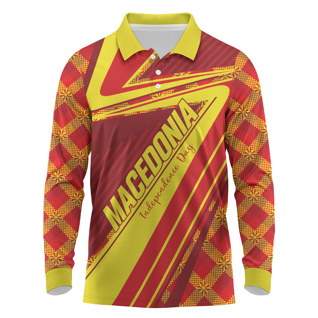 Personalised Macedonia Independence Day Long Sleeve Polo Shirt 8 September 1991