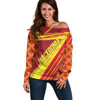 Personalised Macedonia Independence Day Off Shoulder Sweater 8 September 1991