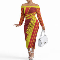 Personalised Macedonia Independence Day Off The Shoulder Long Sleeve Dress 8 September 1991