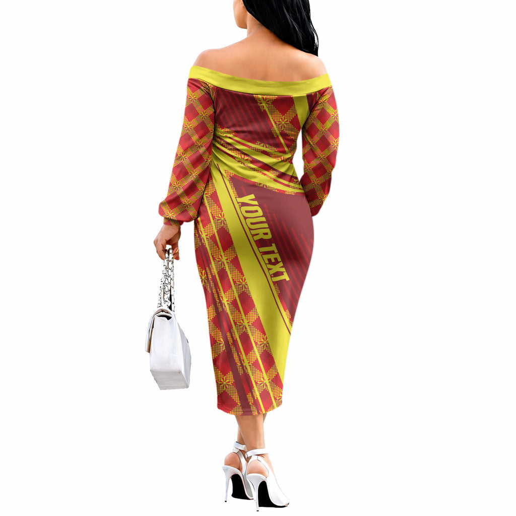 Personalised Macedonia Independence Day Off The Shoulder Long Sleeve Dress 8 September 1991