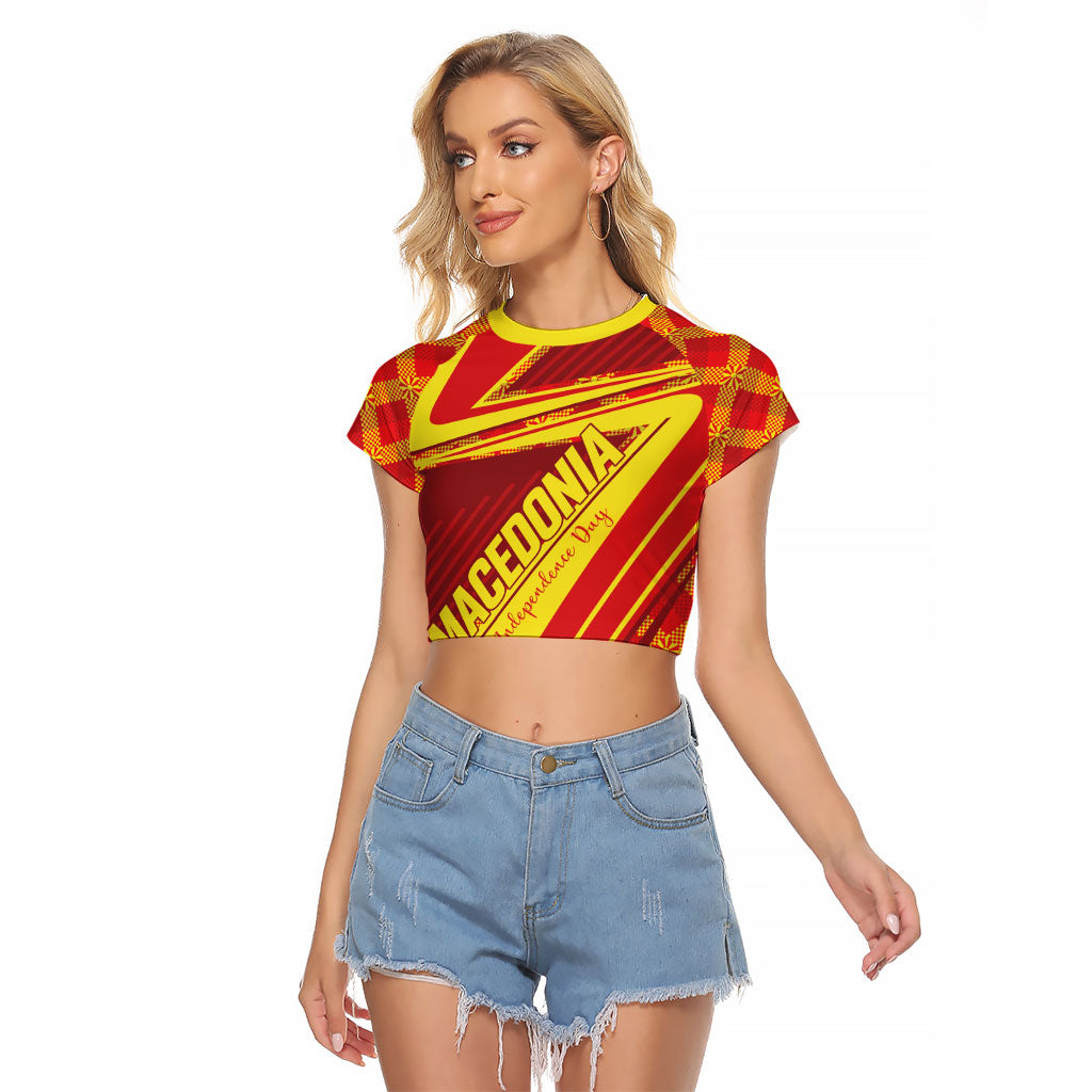 Personalised Macedonia Independence Day Raglan Cropped T Shirt 8 September 1991