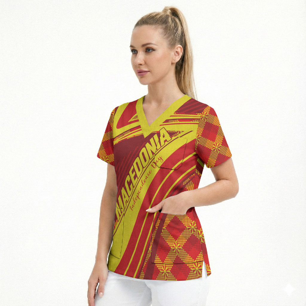 Personalised Macedonia Independence Day Scrub Top 8 September 1991